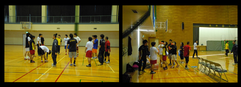 道都大学ハンドボール部の練習風景