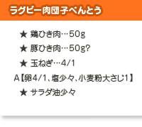 ラグビー肉団子べんとうの材料・分量